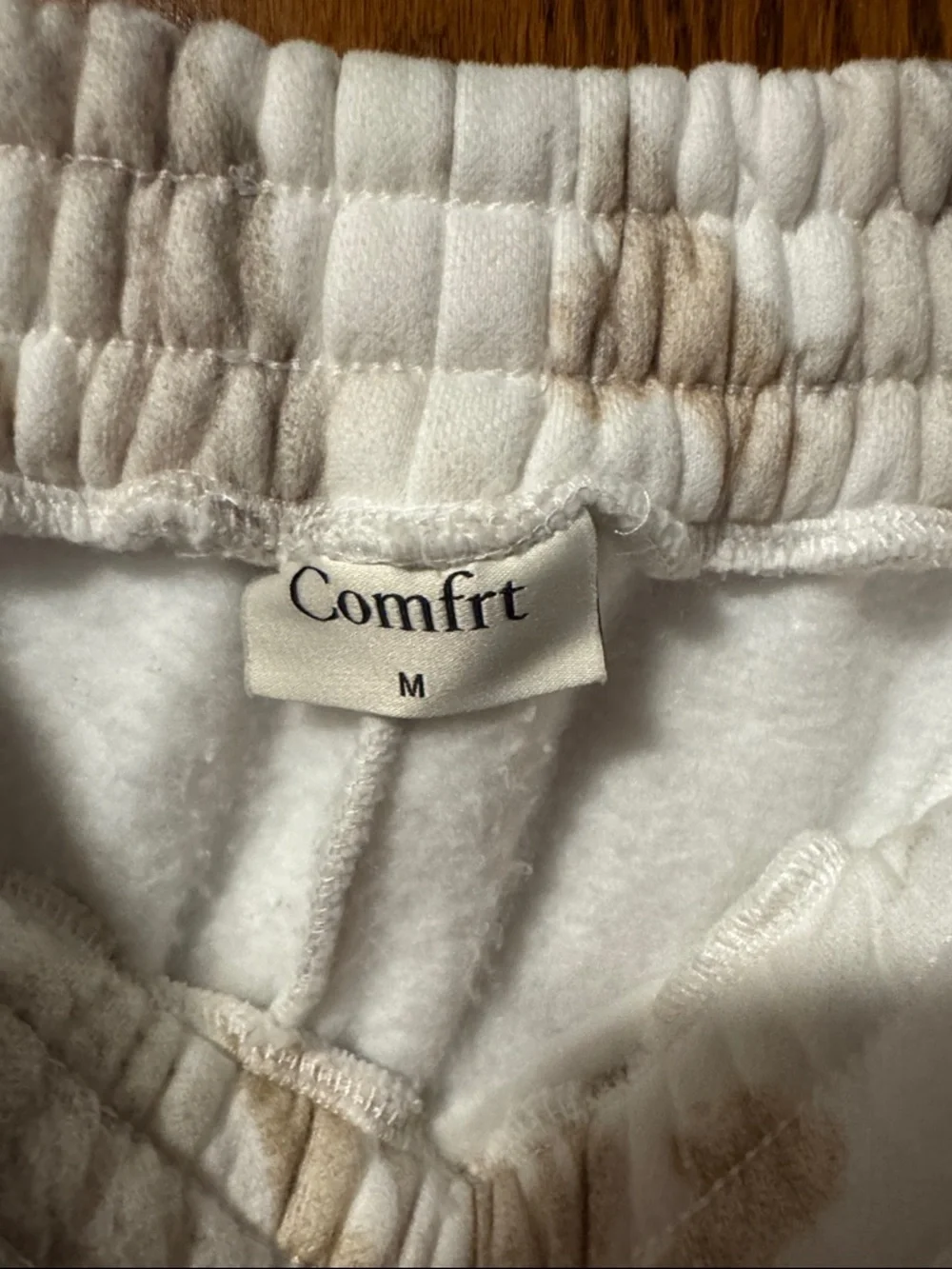 Men's Cream Marble Print Joggers - Picture 2 of 4